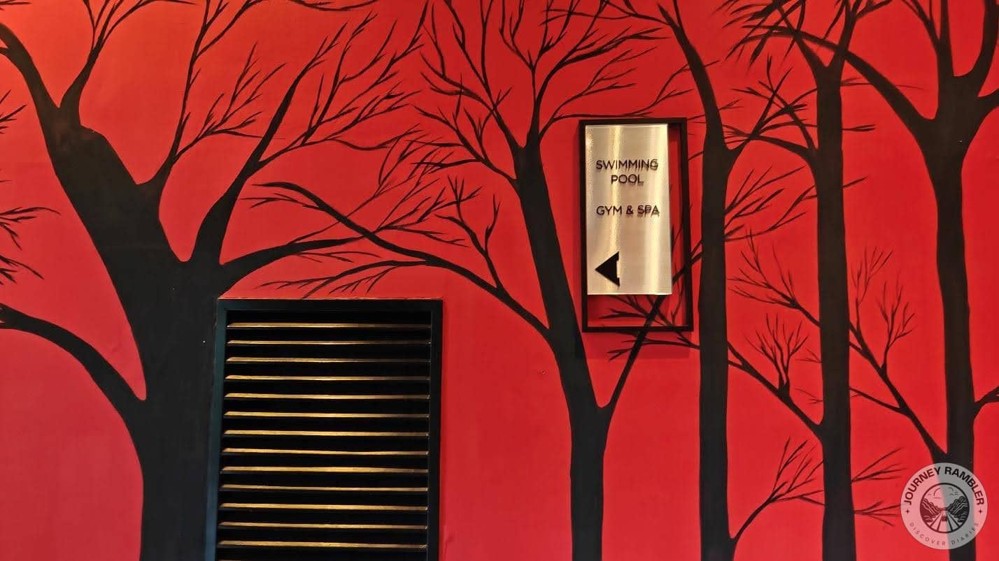 corridor led to the hotel gym, spa and swimming pool