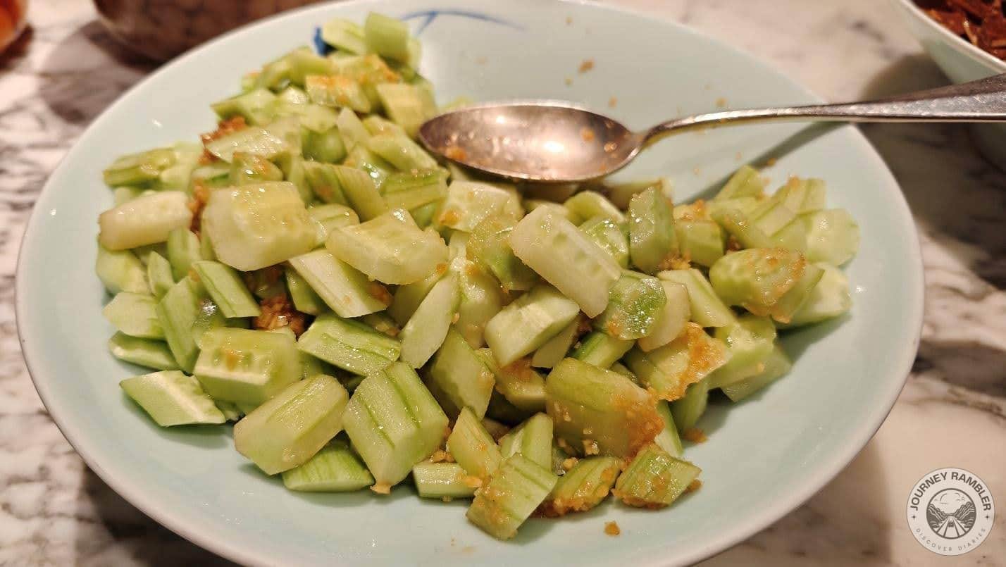 cucumber had been tossed with fried garlic