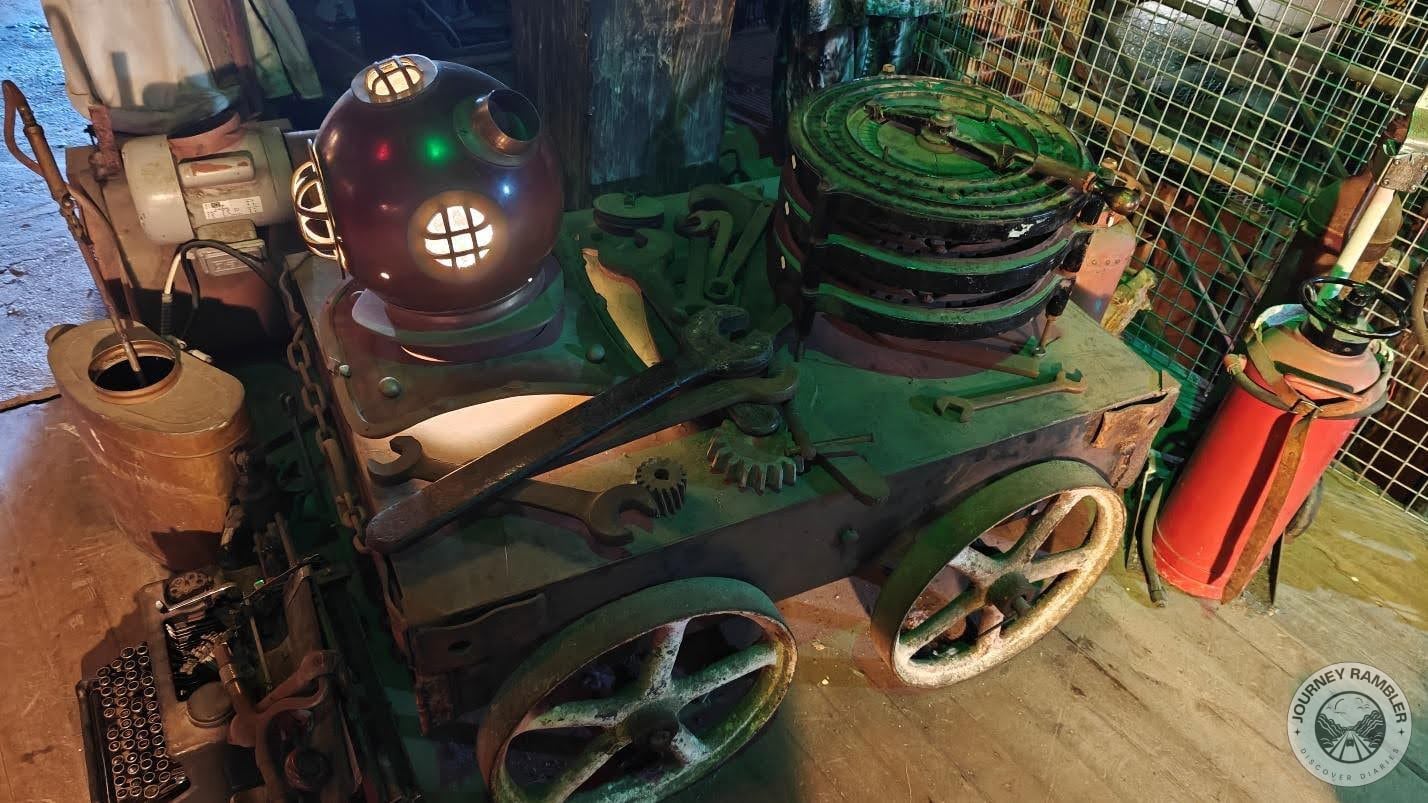 diving helmet up close