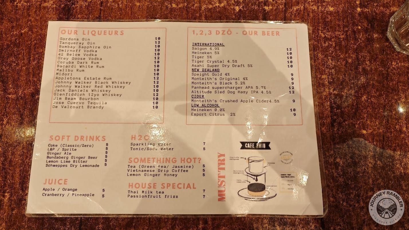 drinks menu