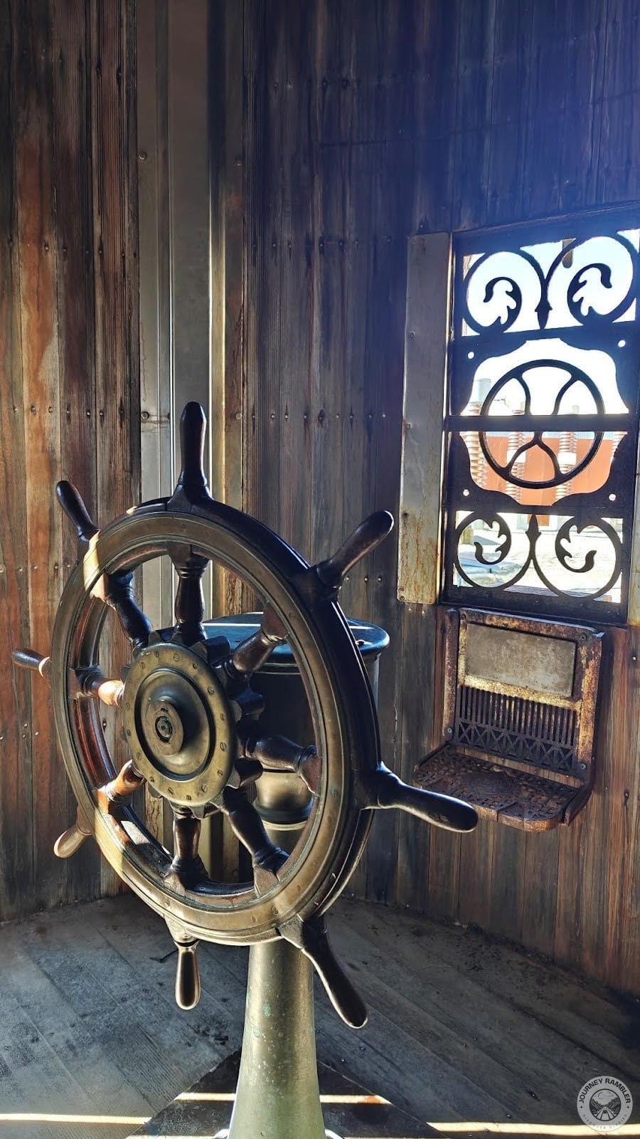 helm which likely saw use in a ship before it was transported here