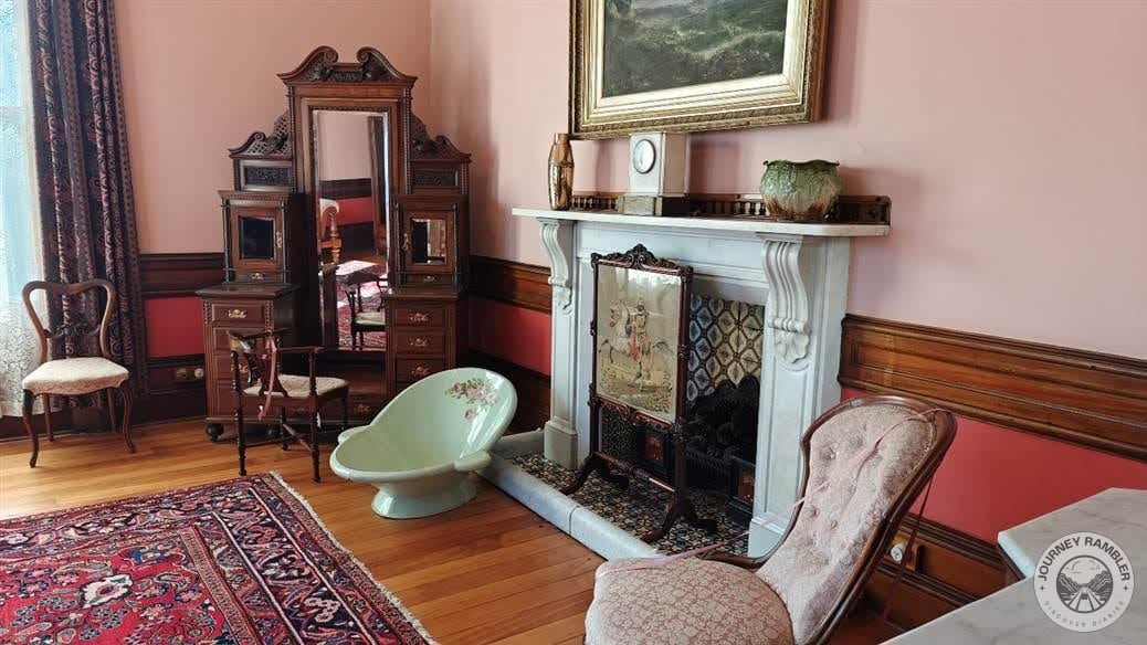 interesting looking “chair” near its fireplace