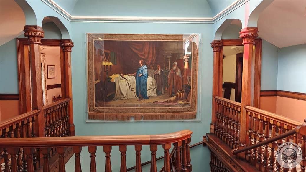 it’s actually a rug featuring the painting of Jesus raising Jairus’ daughter