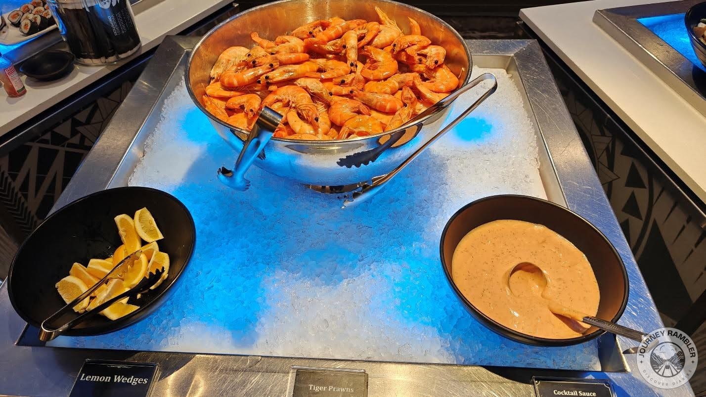 large bowl held tiger prawns