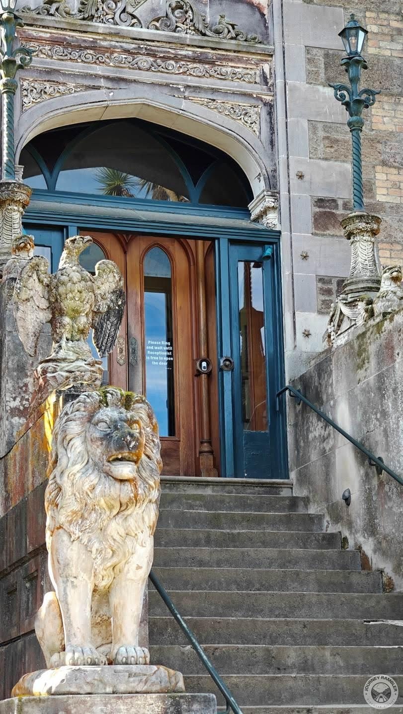 lion and eagle sculptures