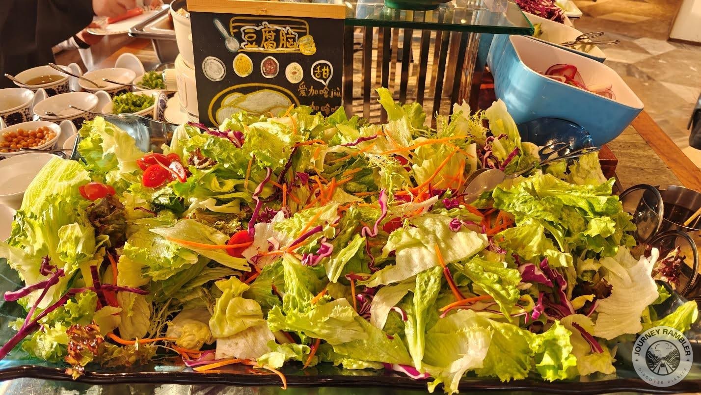 lots of greens and a large salad