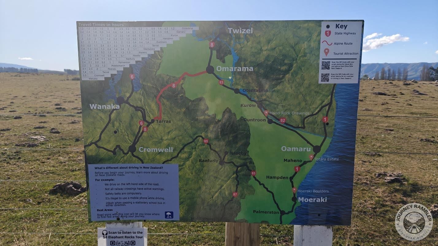 map showing the roads as well as the notable towns and attractions in the area