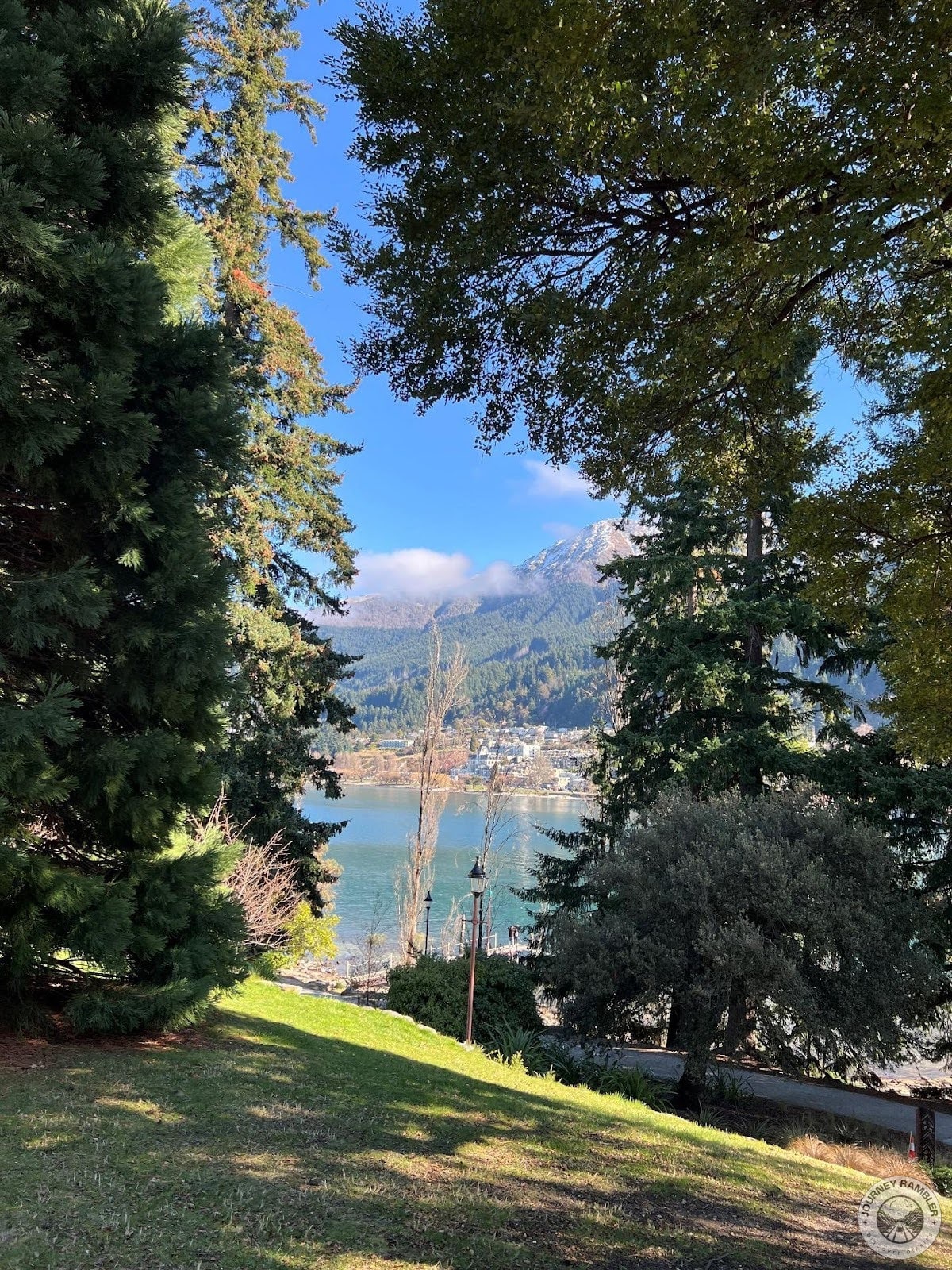 marvelous view of the snowcapped mountains beyond the lake