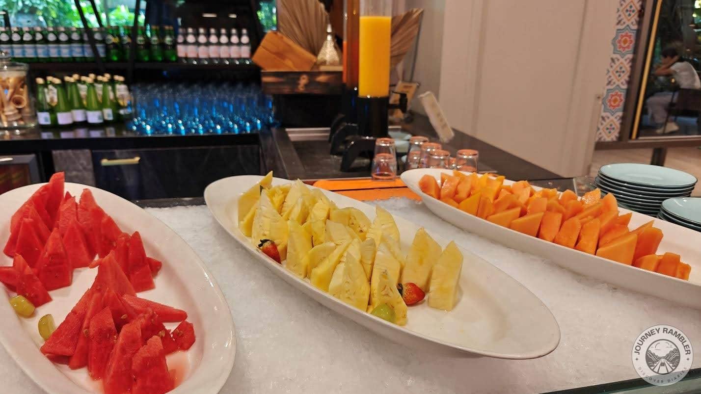 melon, pears and pineapple