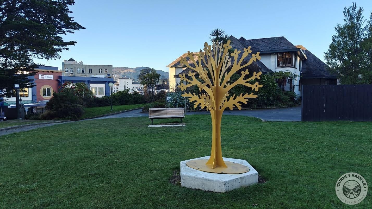 metal sculpture of a tree