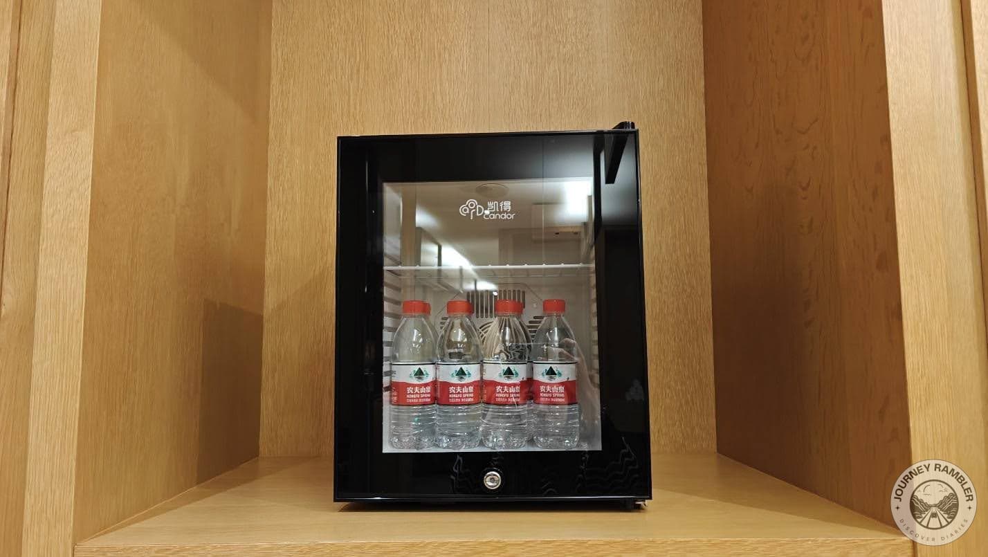 mini fridge held small bottles of water