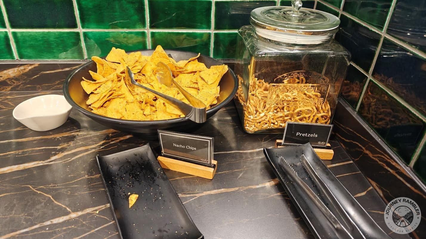 nacho chips and mini pretzels