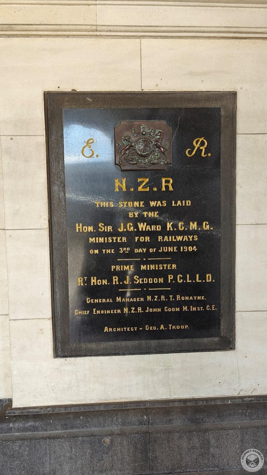 plaque that commemorates the laying of the Railway Station’s foundation in 1904