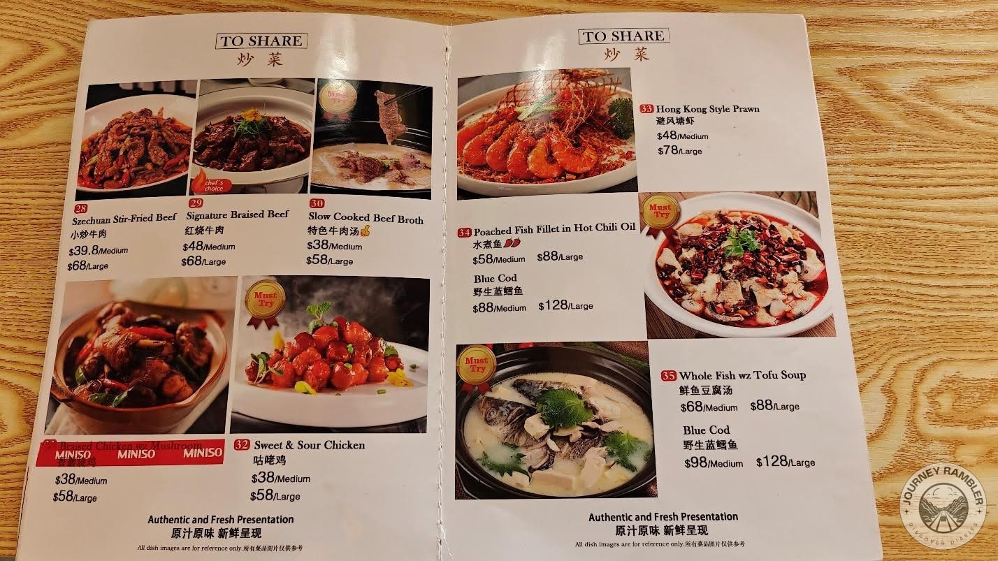 prawns, poached fish and fish soup