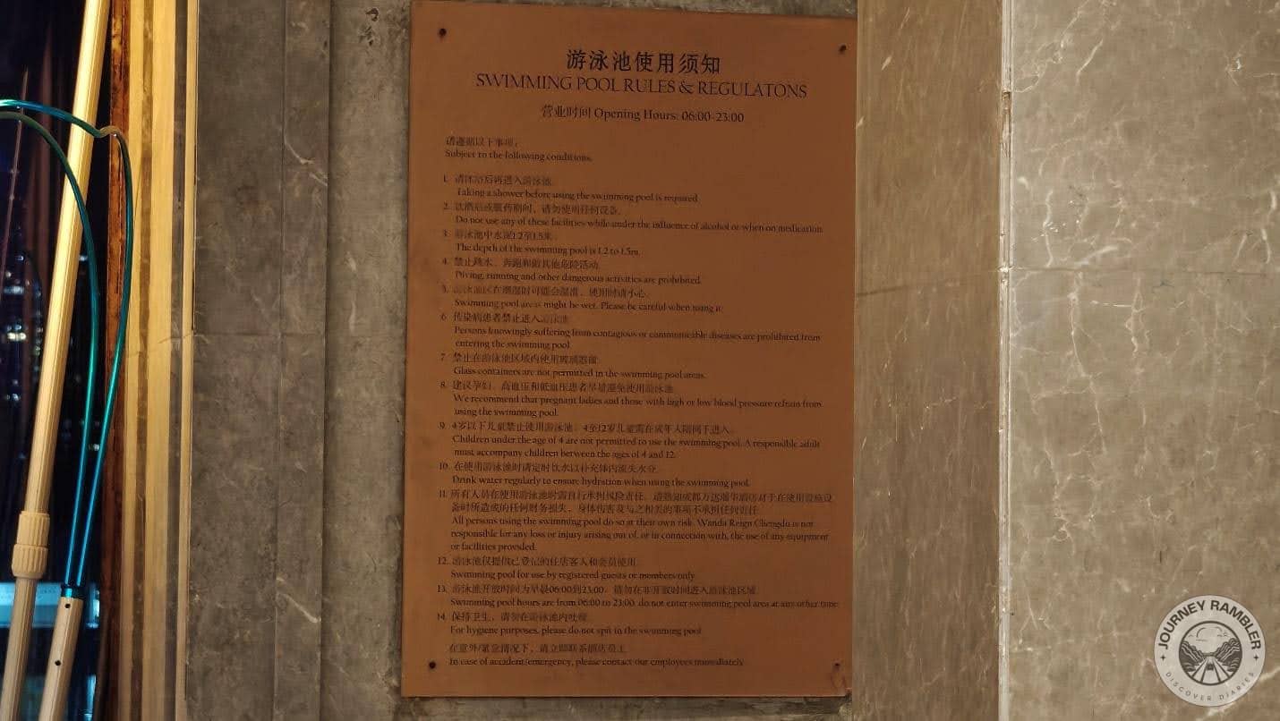 rules spoke about how showers were mandatory and guests needed to hydrate