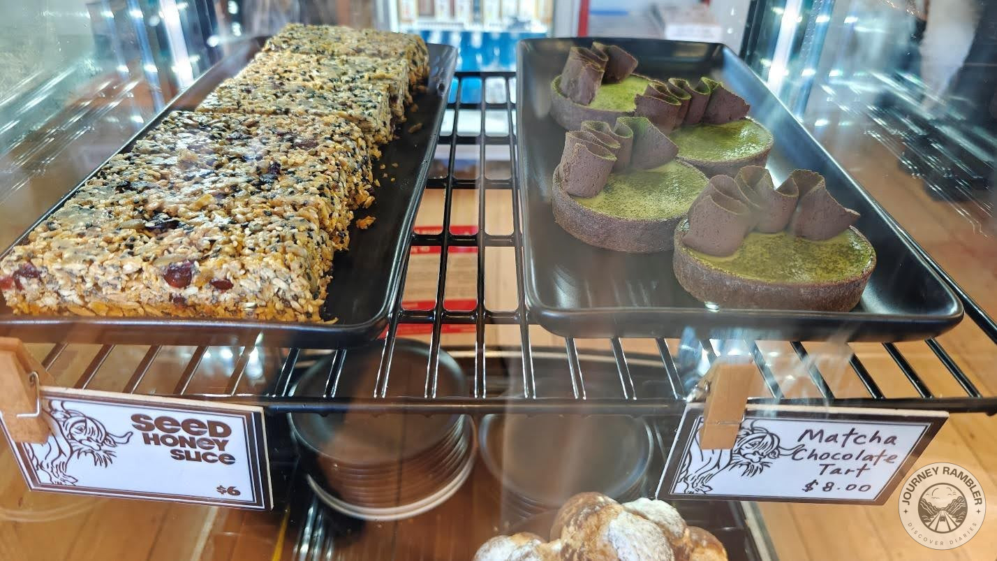 seed honey slice and the matcha chocolate tarts