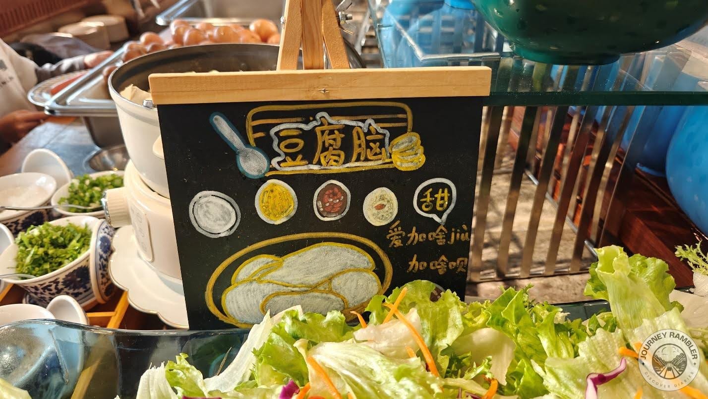 sign near large salad