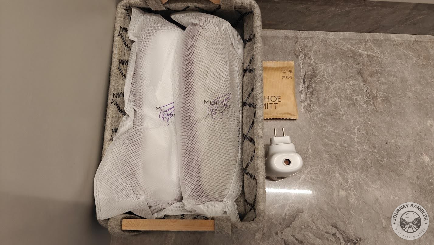 small basket held a pair of bedroom slippers