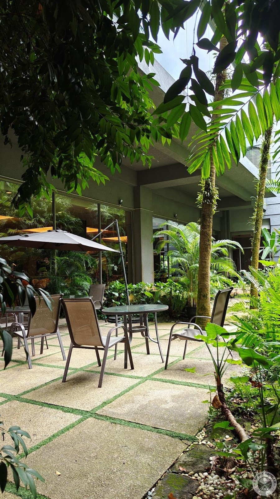 some large umbrellas overhead