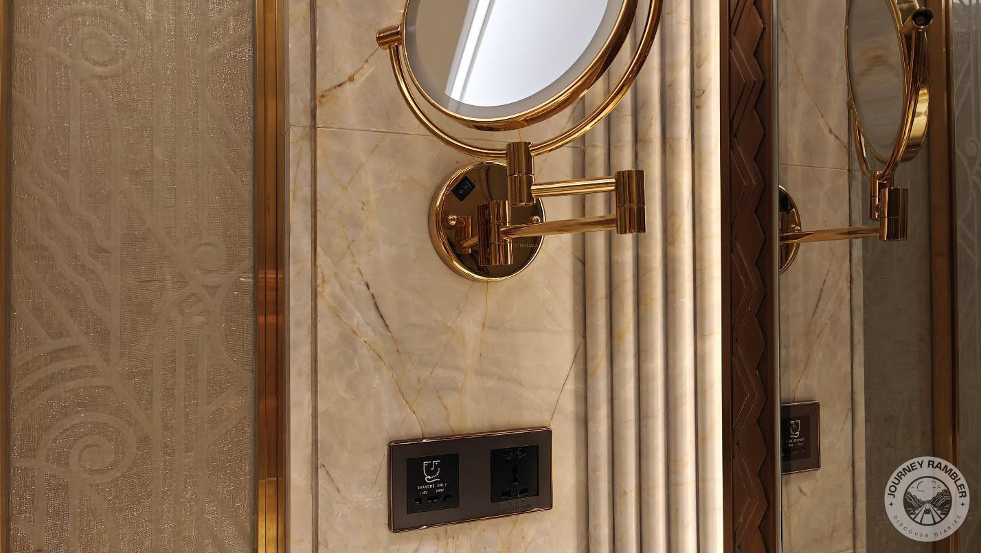 special vanity mirror on one side and an electric socket