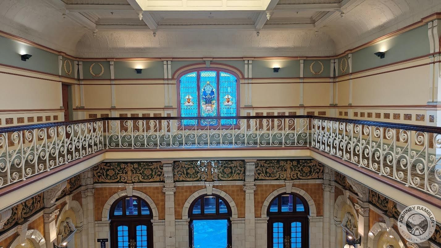 stained glass window is the best looking piece of art on this floor