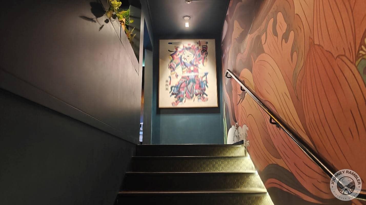 staircase led up to the restaurant