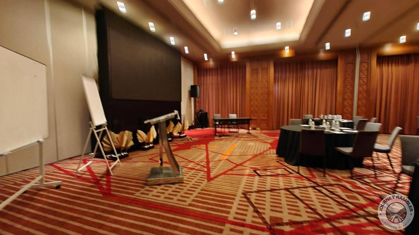 stand for the speaker and whiteboard for presentations