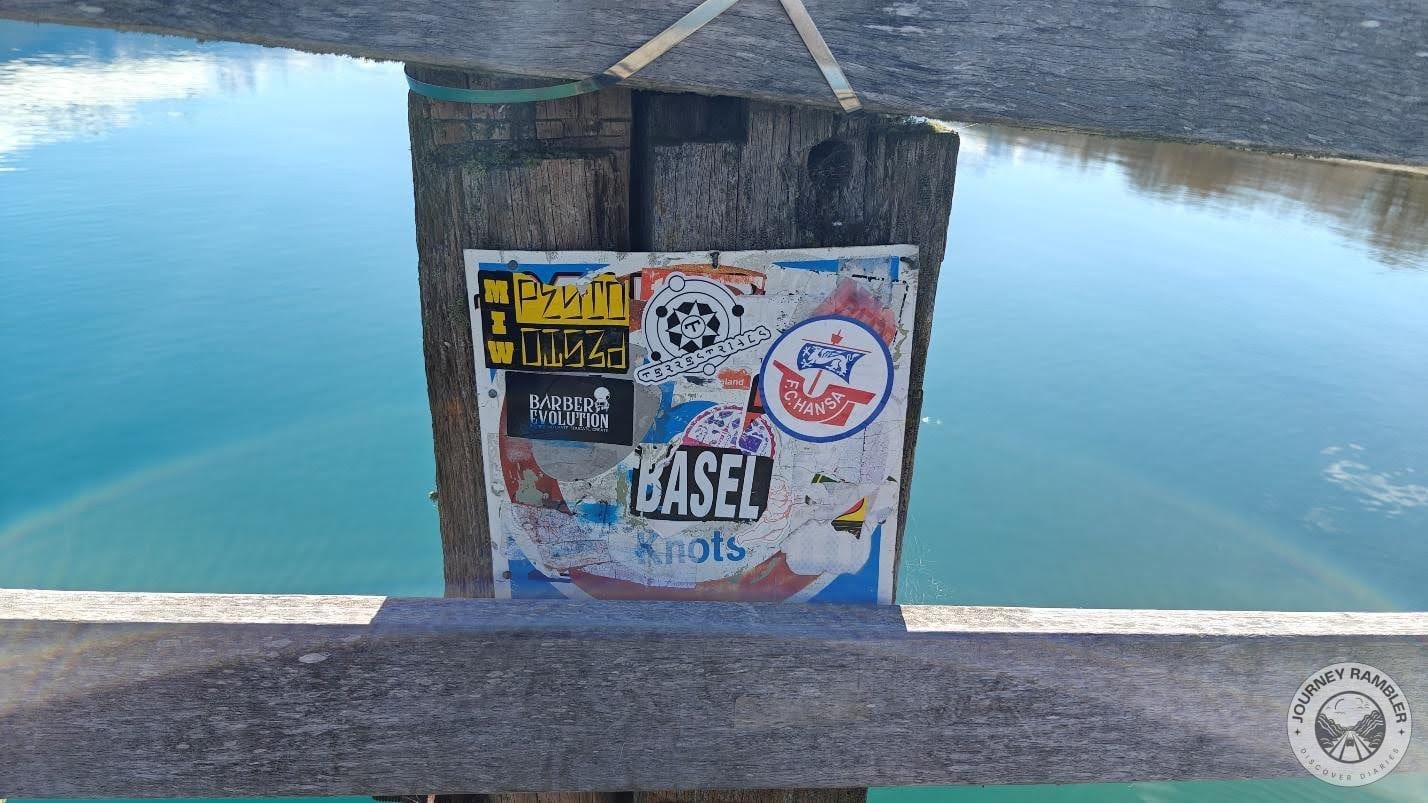 stickers likely placed there by other visitors