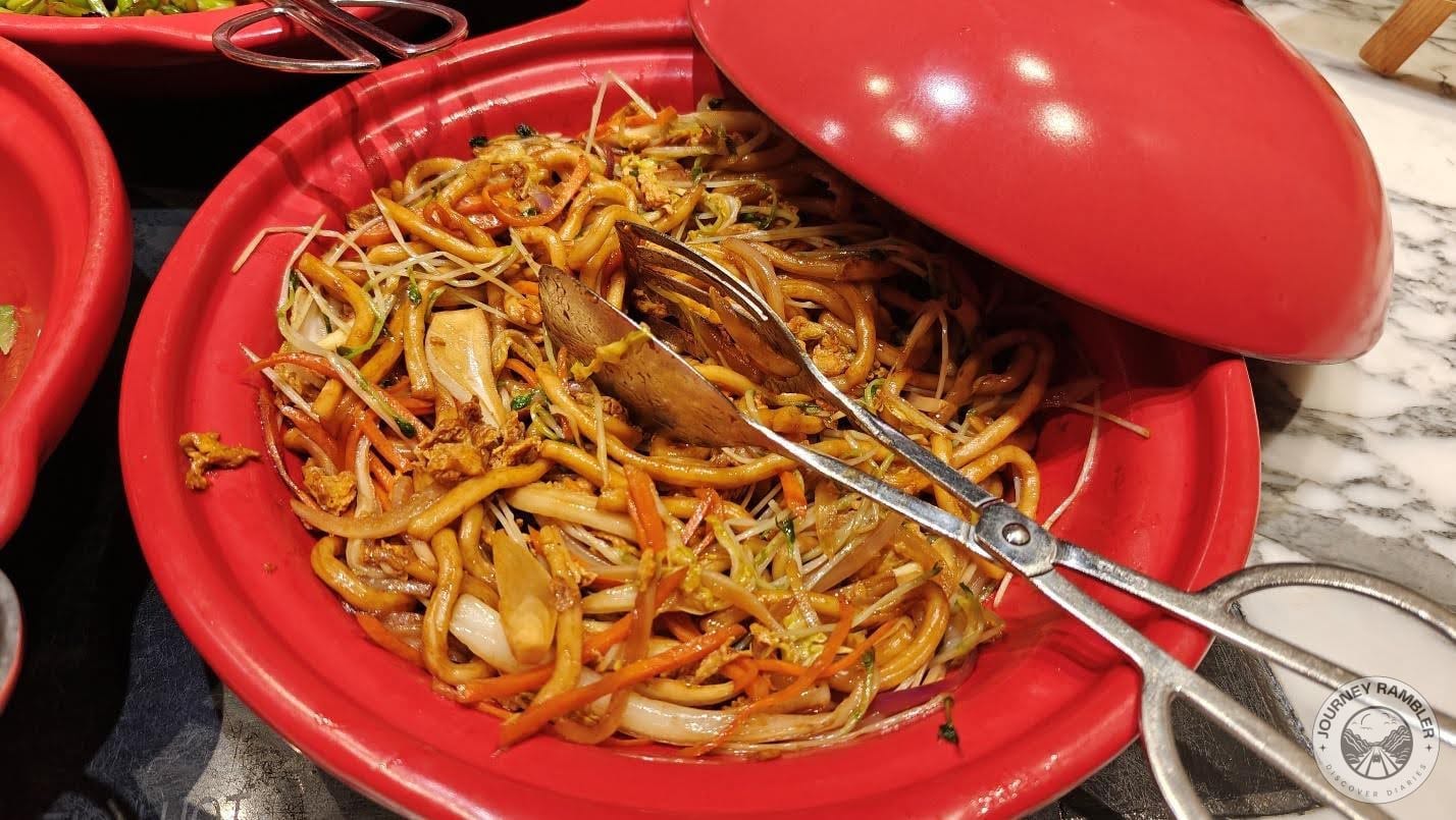 stir fried noodles up close