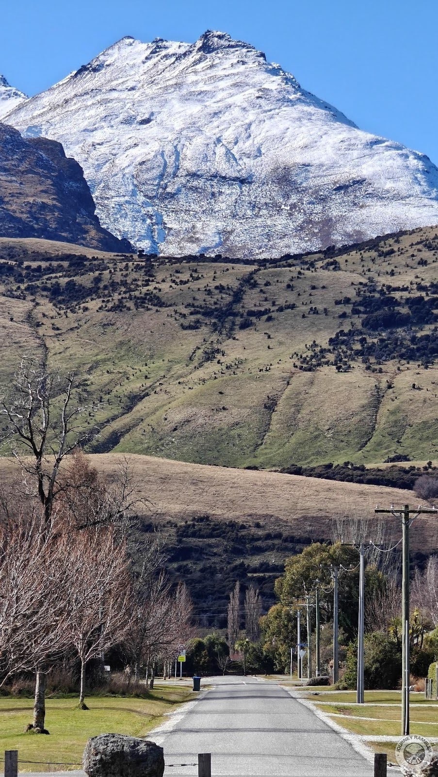 stunning view of Islay Street with one of the mountains in the Southern Alps in the background