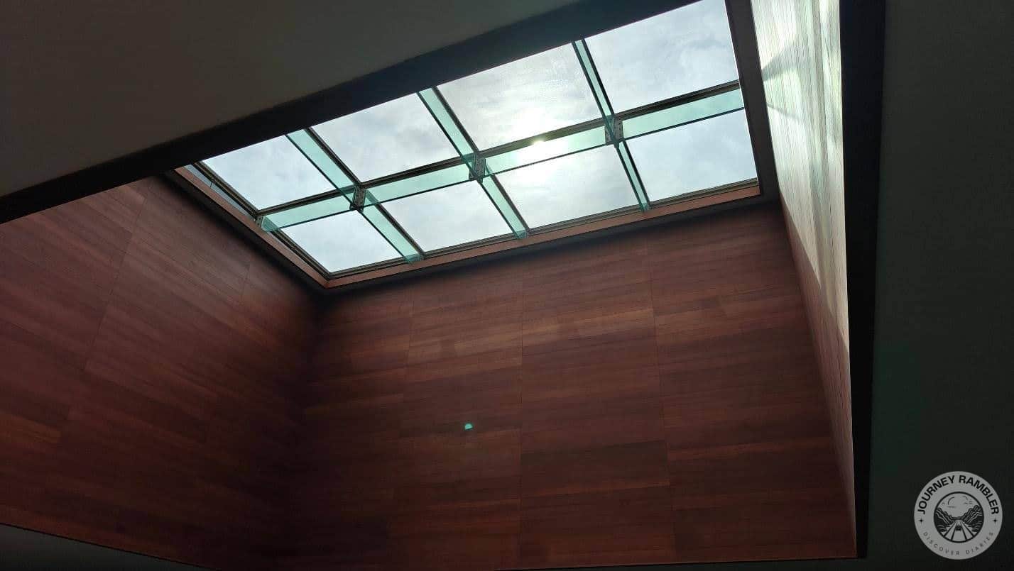 sun shining through the skylight