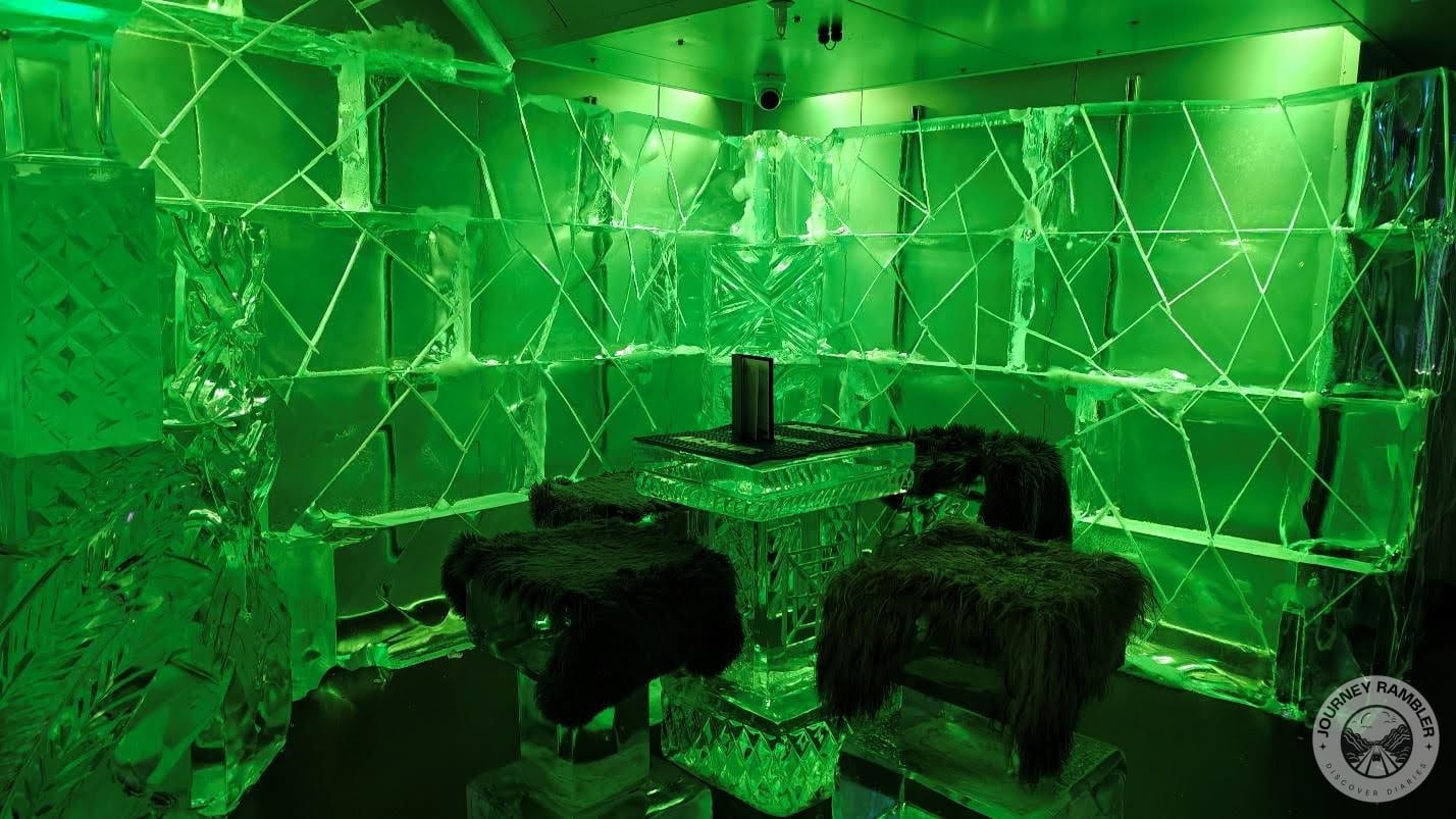 tables and benches were also beautifully carved from ice