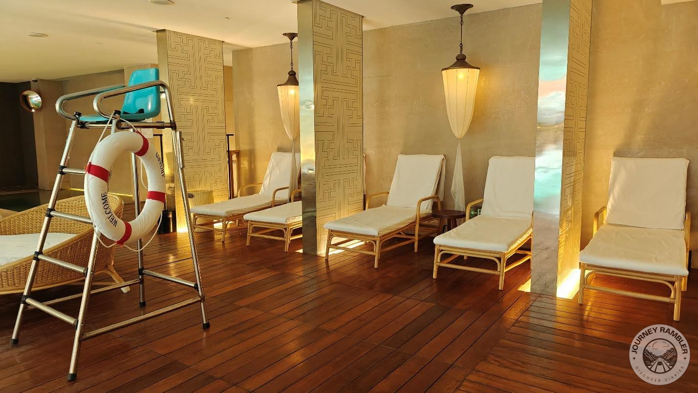 tall lifeguard’s seat on one side