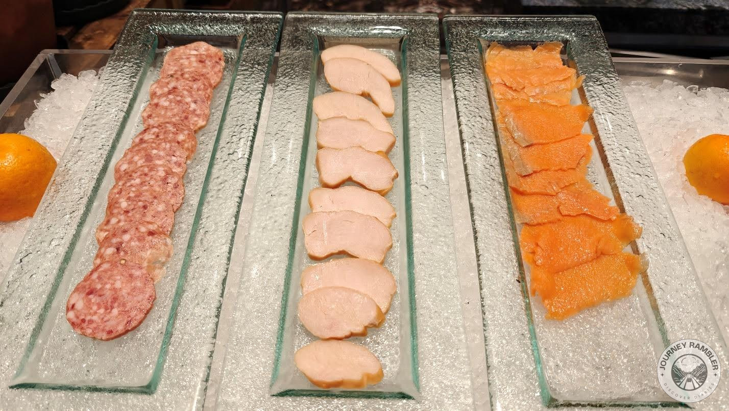 thin slices of salami and ham and other cold cuts