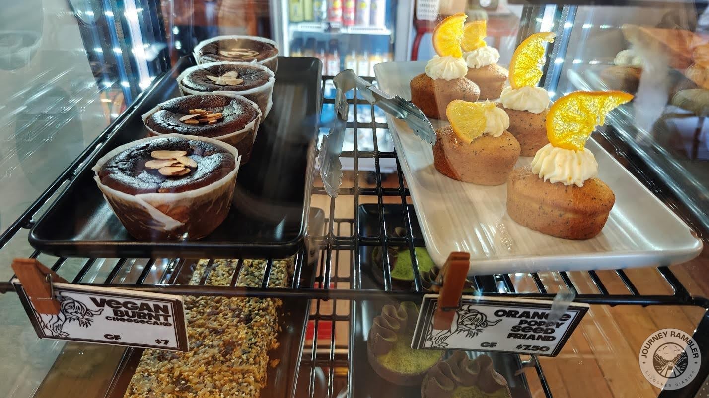 vegan burnt cheesecake and orange poppy seed muffins