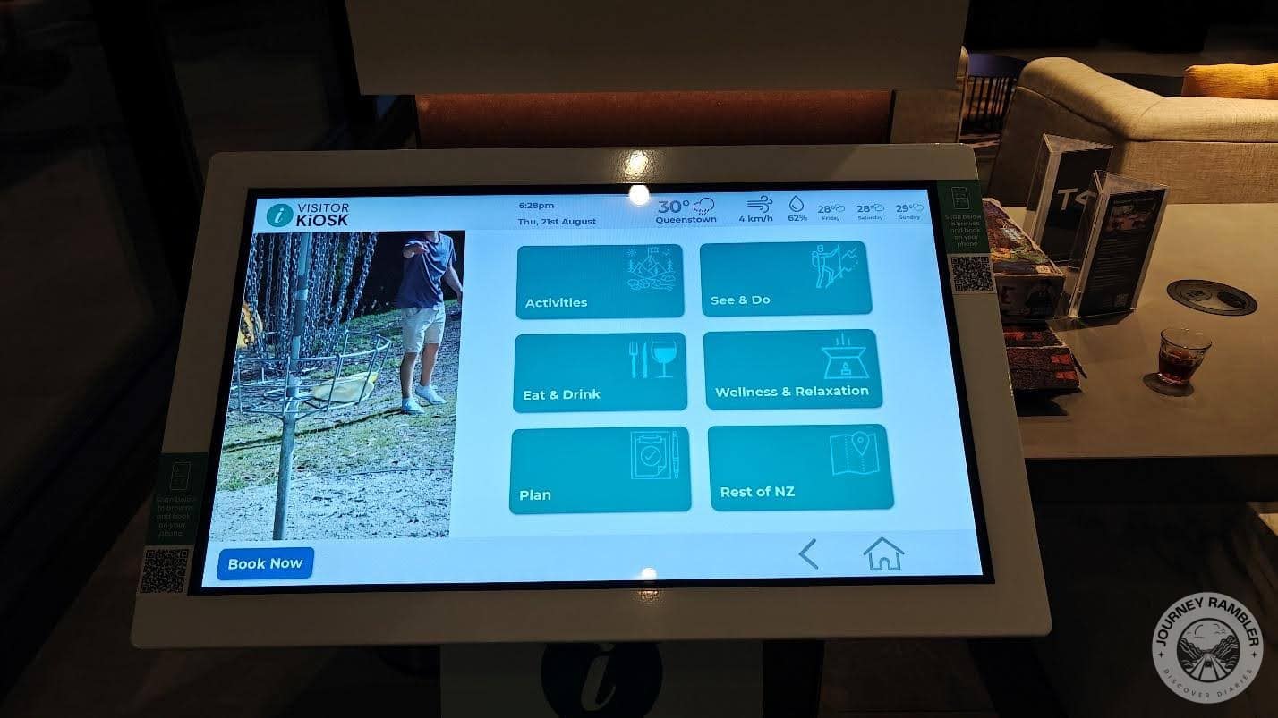 visitor kiosk with information about the food, activities and other aspects of the hotel