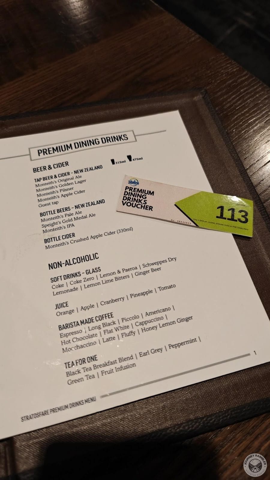 voucher for premium dining drinks