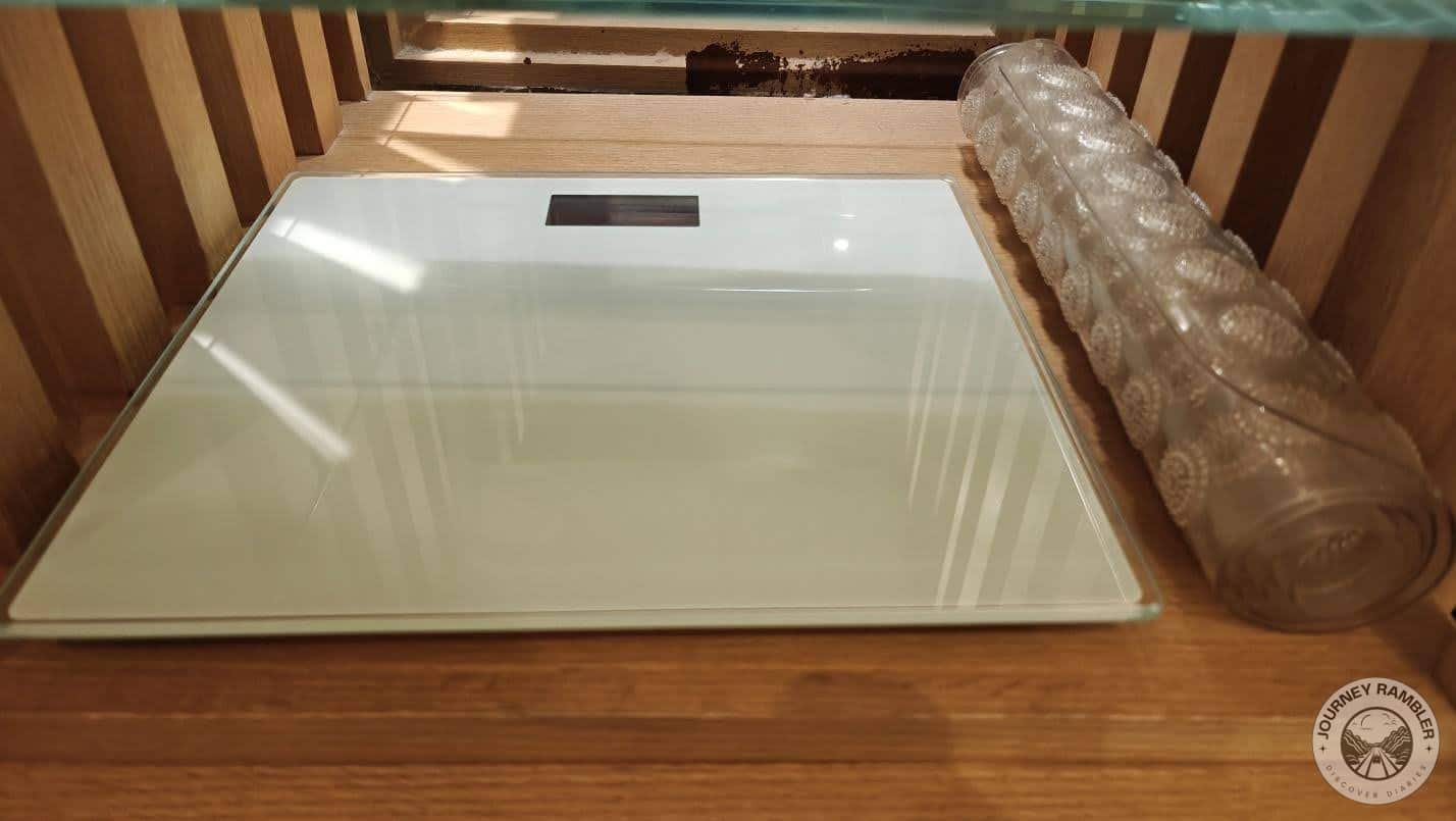 weighing scale and a bath mat