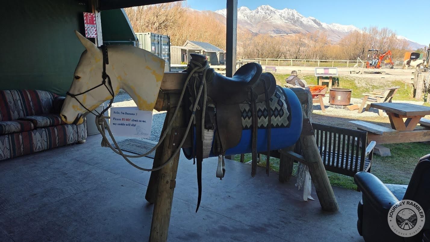 wooden horse statue complete with head and saddle