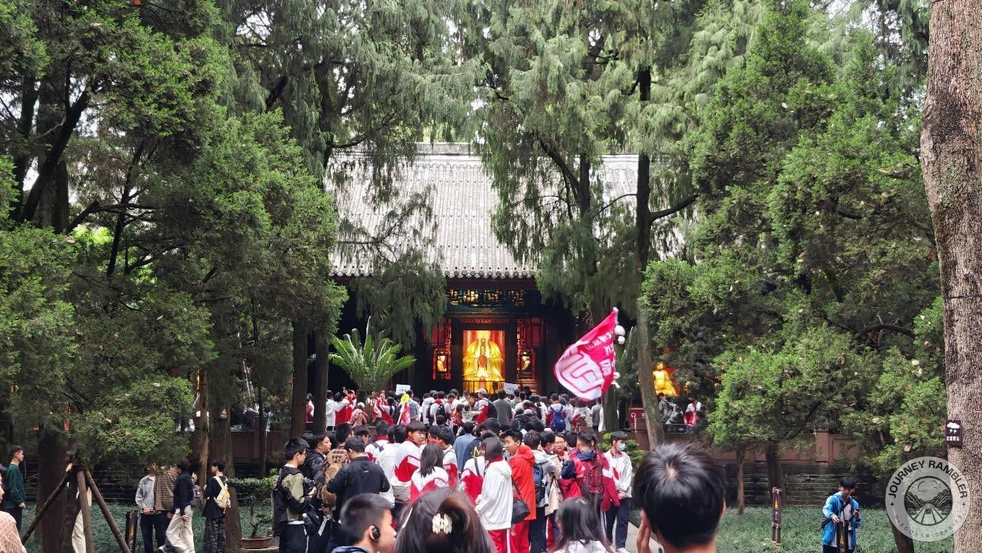Hanzhaolie Temple with the statue of Liu Bei seemingly glowing in the distance