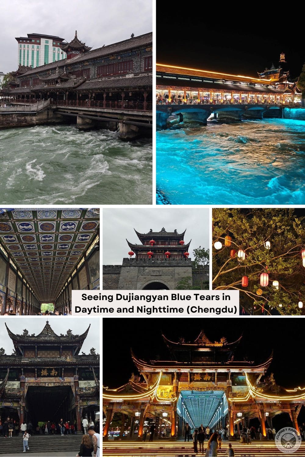 Seeing Dujiangyan Blue Tears in Daytime and Nighttime (Chengdu)