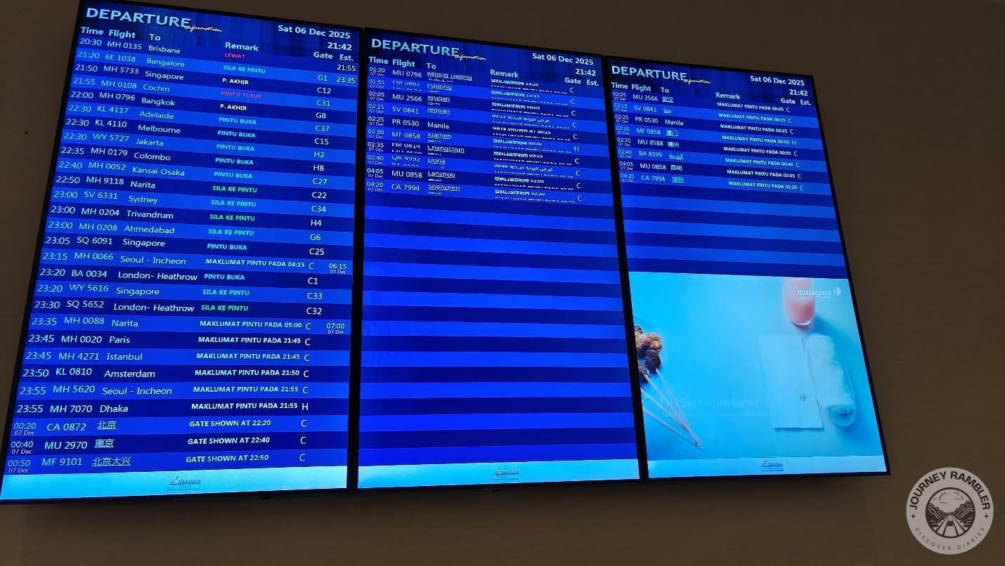 board showed the departure times of the flights