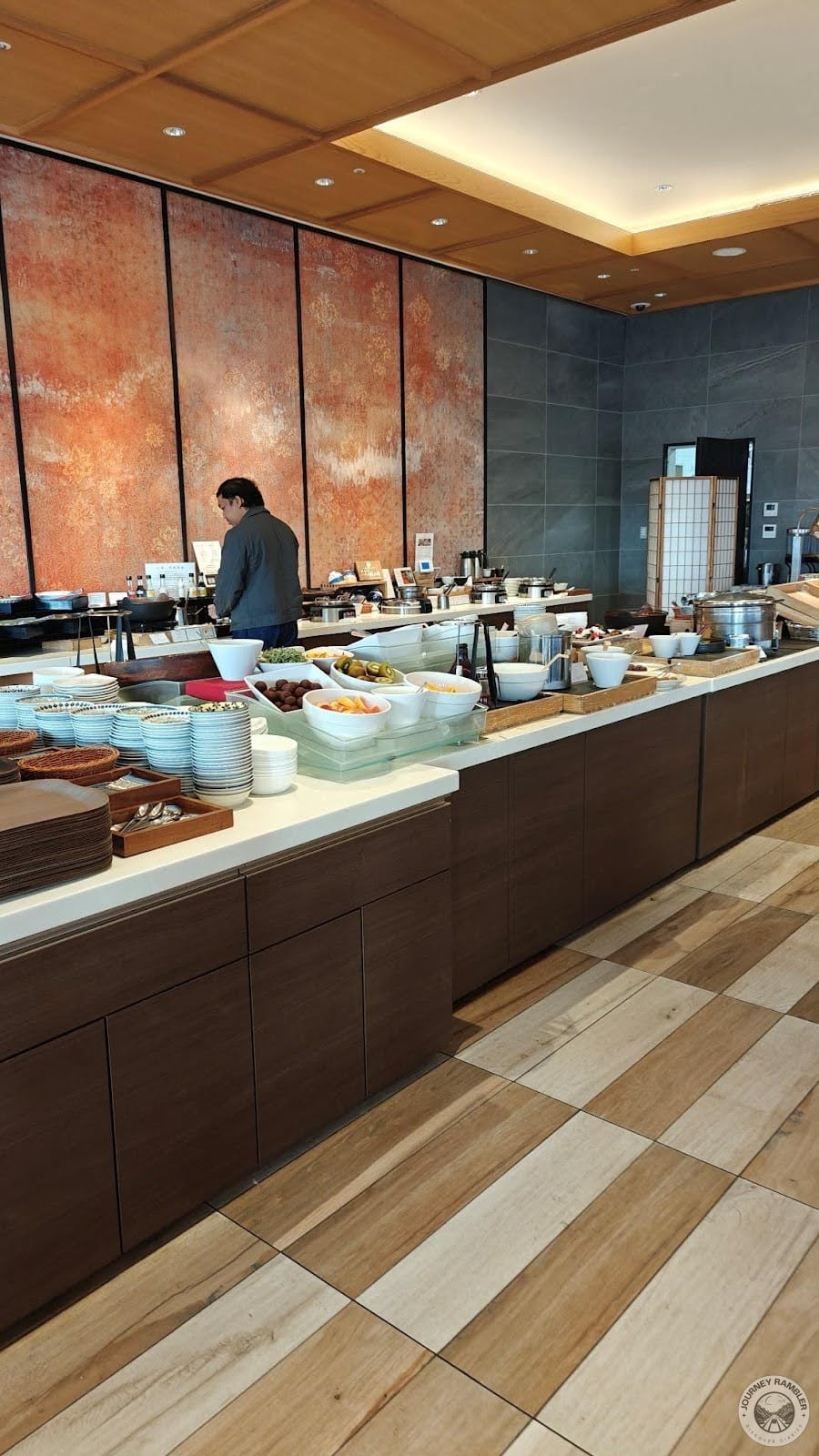 breakfast had been laid out on the counters