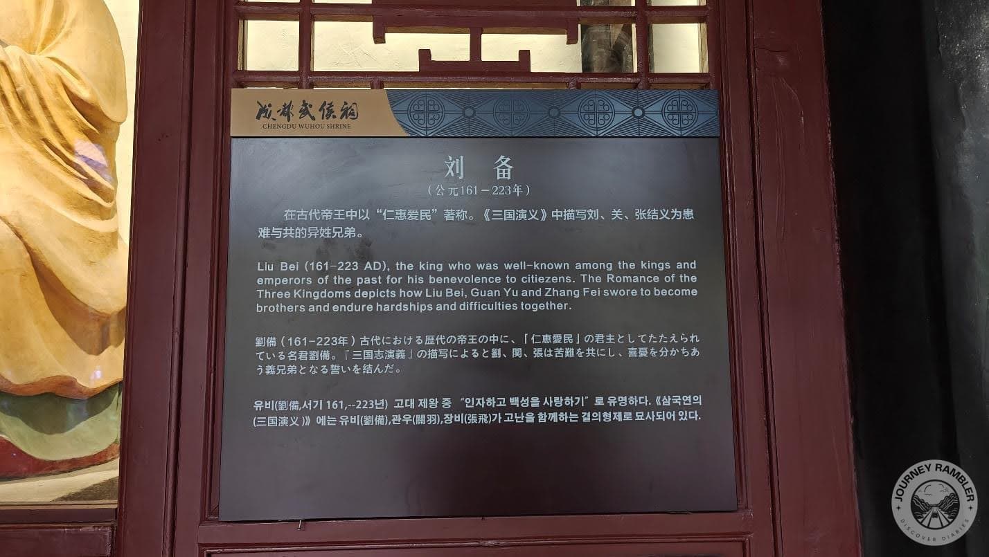 description for Liu Bei’s display and statue