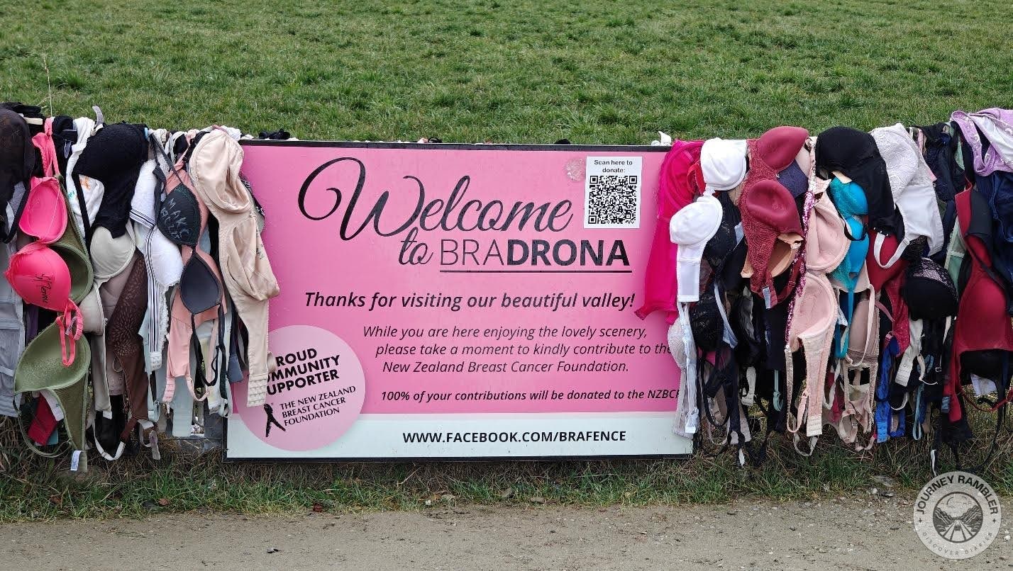 fence in Cardrona where locals and visitors alike hung bras