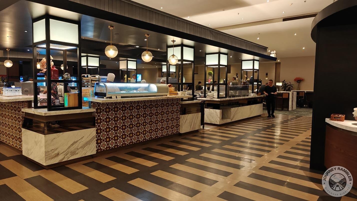 food was separate from the seating areas