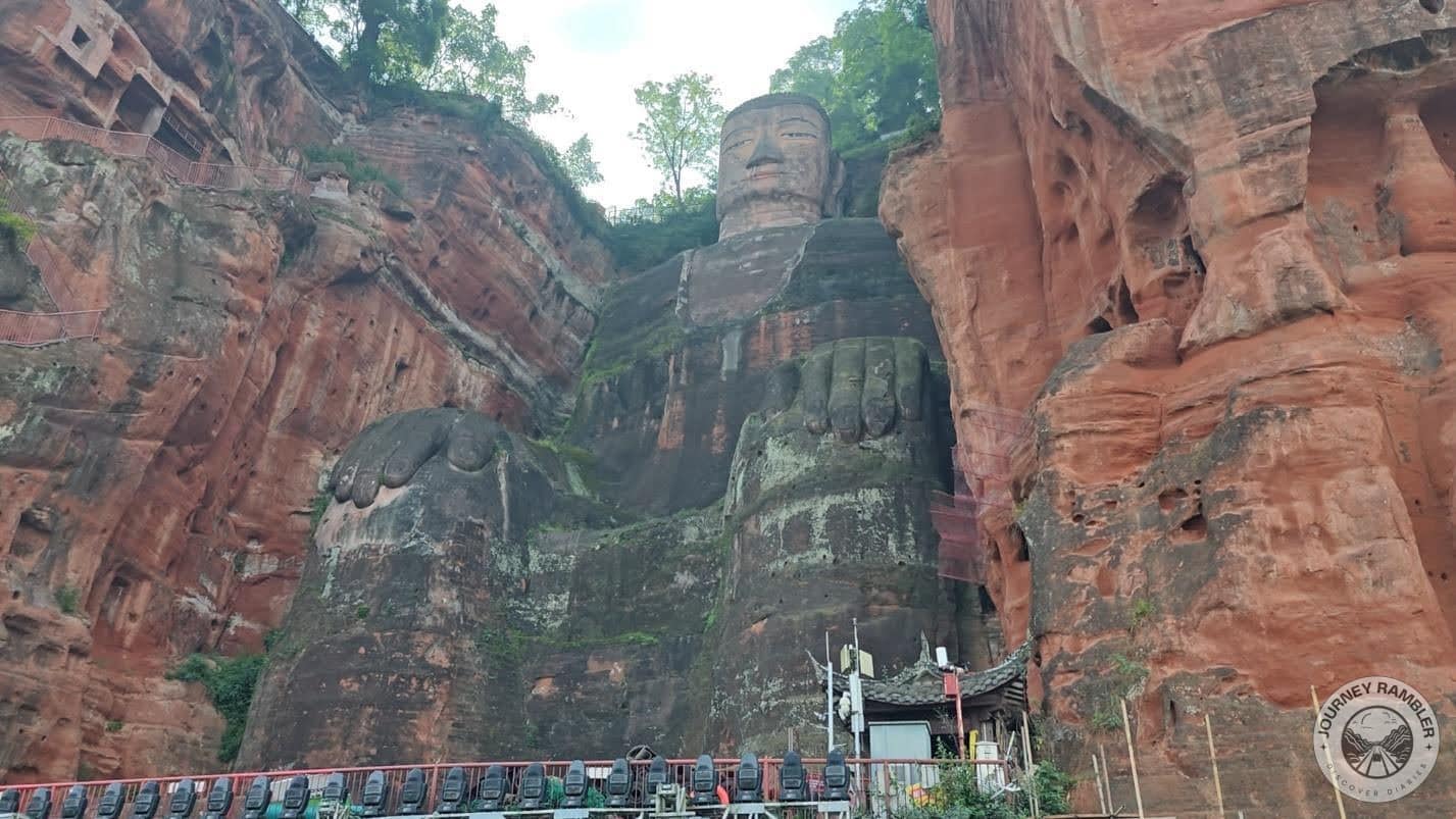 how different the Buddha looks from the rest of the stone surrounding him