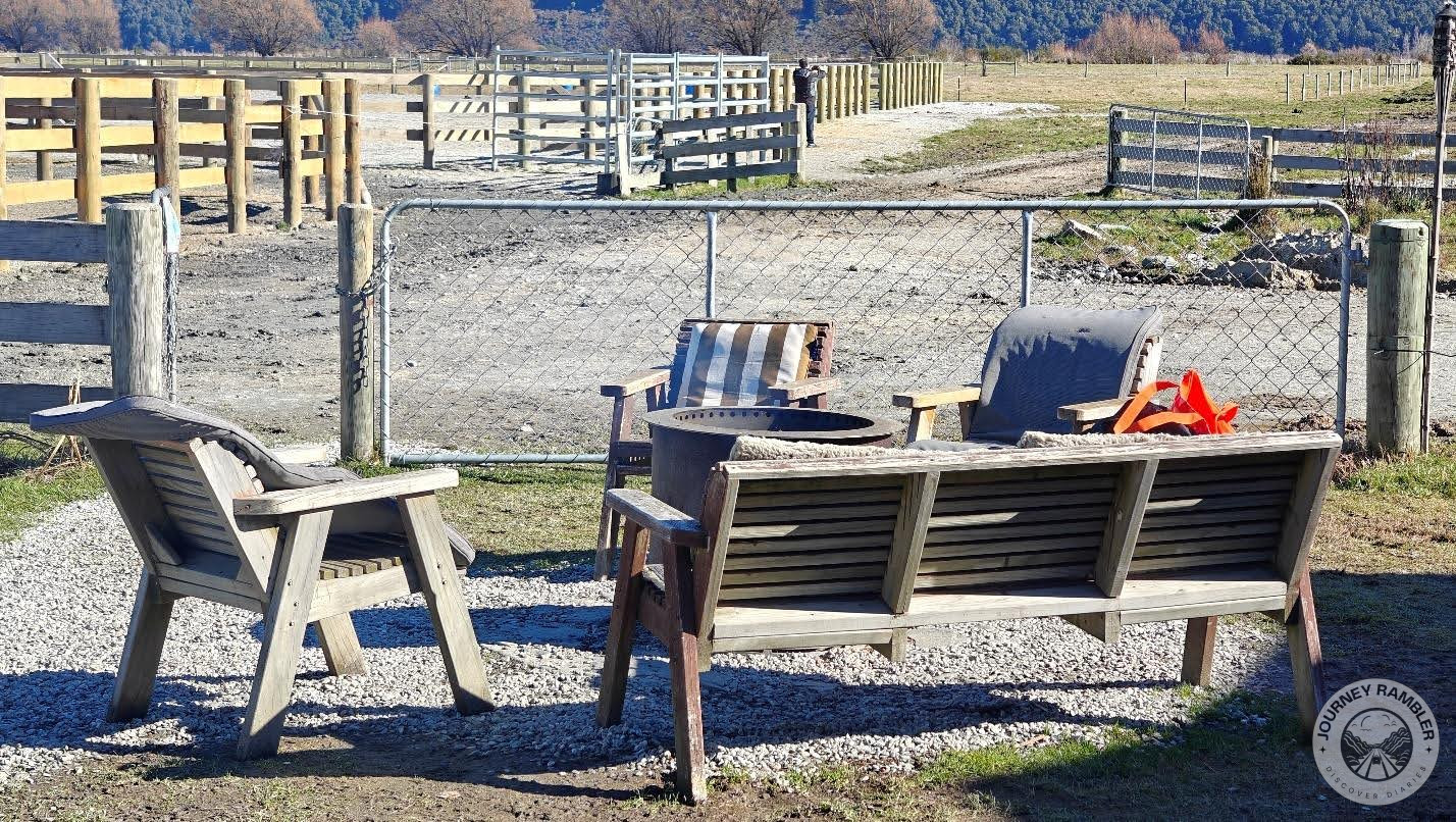 outdoor seating with a fire pit
