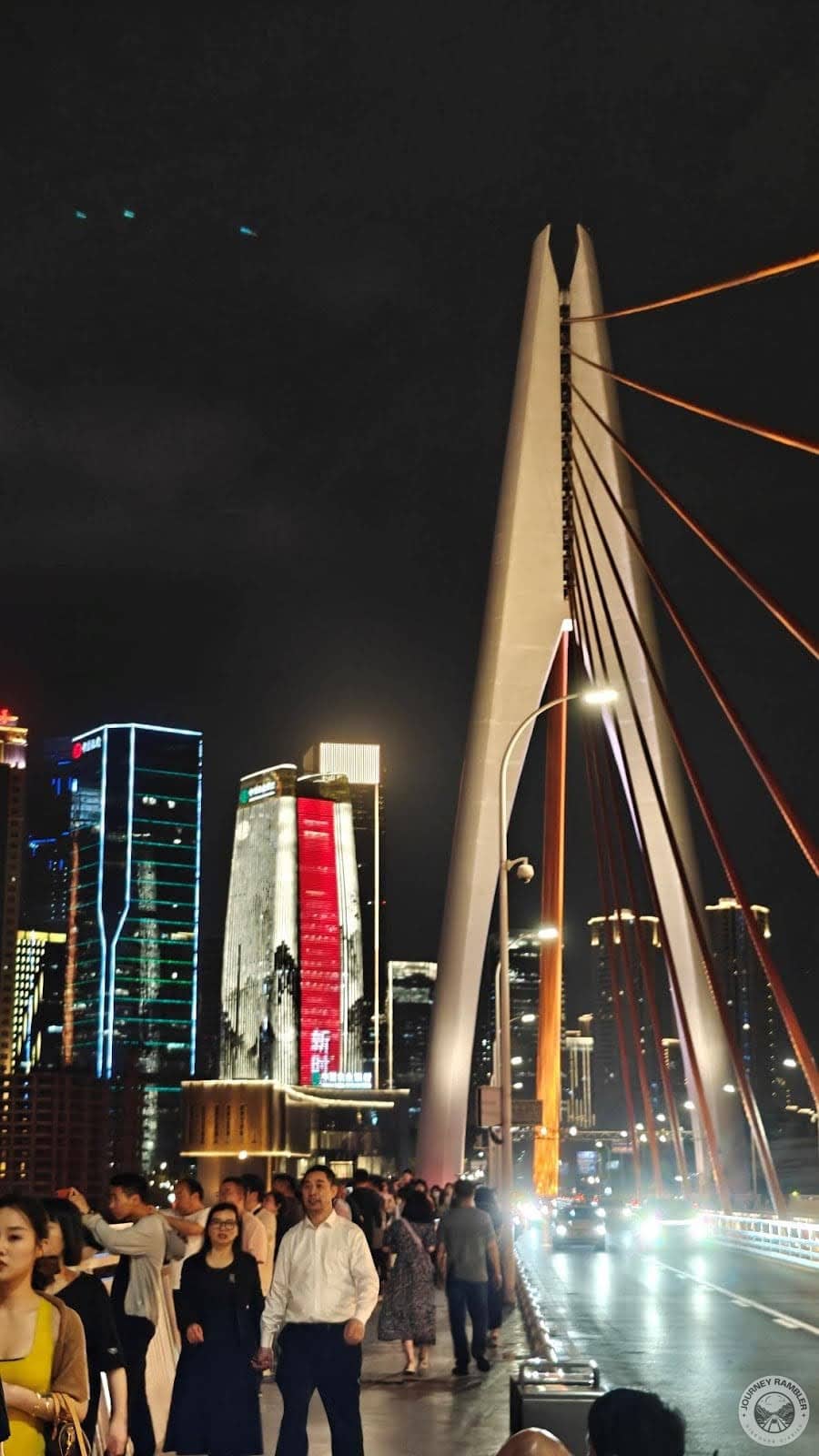 pedestrian walkways on the upper deck, alongside the road