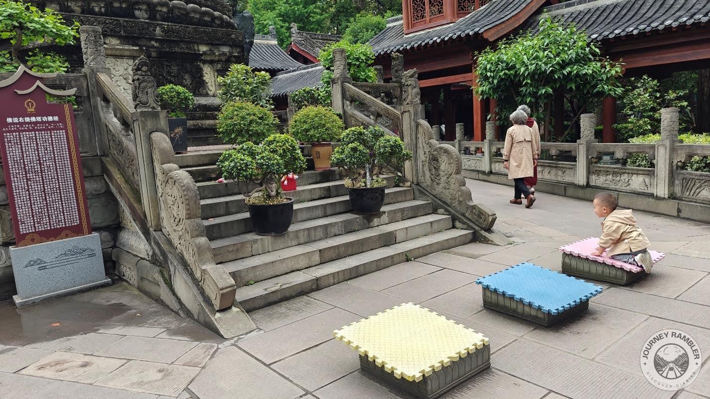 set of stairs with what looks to be bonsai trees on them